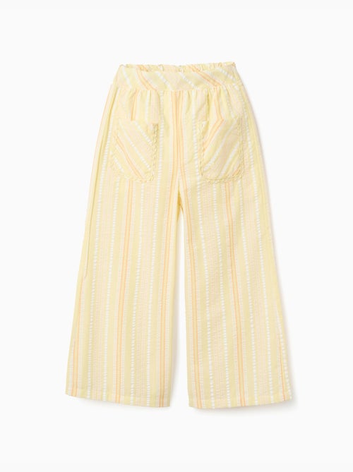 Pantalon à jambe large en coton à rayures - Kiabi