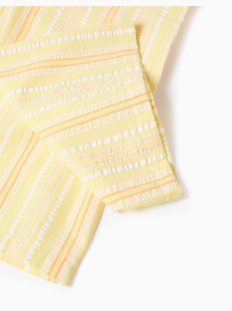 Pantalon à jambe large en coton à rayures Jaune clair - Kiabi