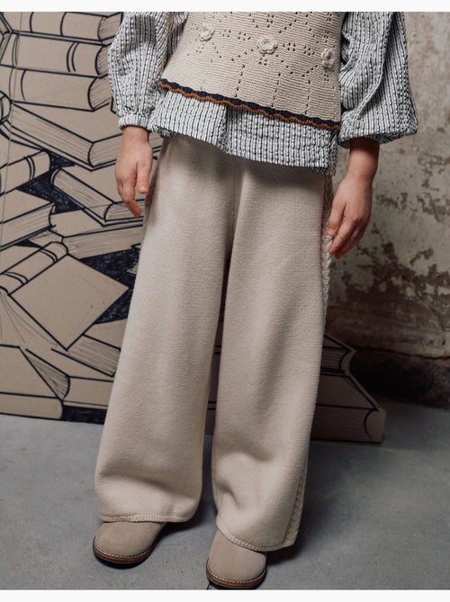 Pantalon à jambe large en maille B&S - Kiabi