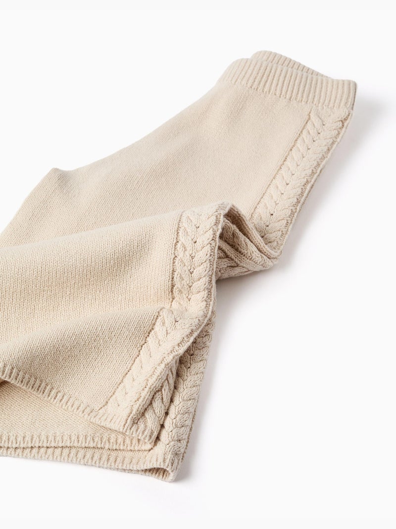 Pantalon à jambe large en maille B&S Beige clair - Kiabi