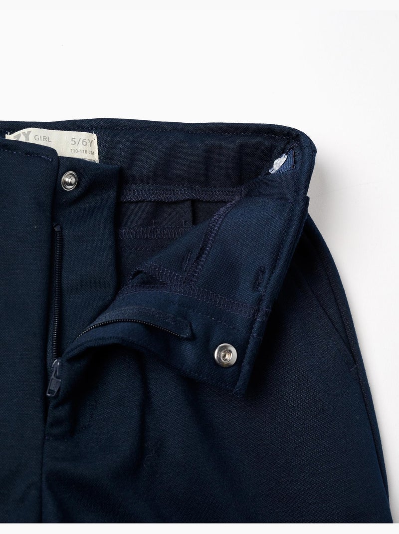 Pantalon à jambe large en maille interlock Bleu foncé - Kiabi