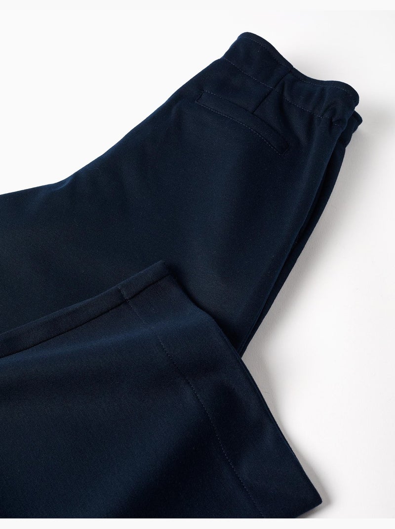 Pantalon à jambe large en maille interlock Bleu foncé - Kiabi