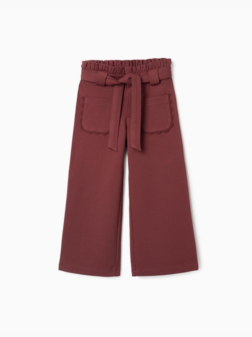 Pantalon à jambe large en maille milano avec ceinture - Kiabi