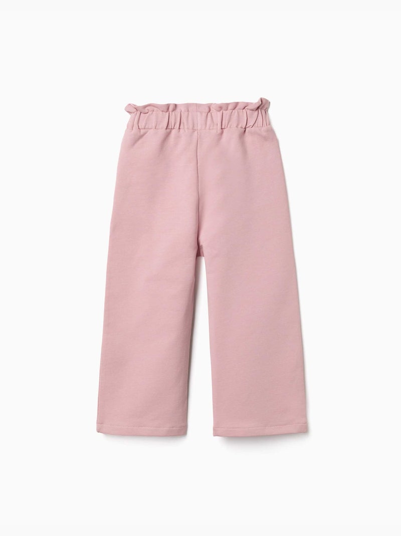 Pantalon à jambe large en molleton avec taille élastique Rose clair - Kiabi