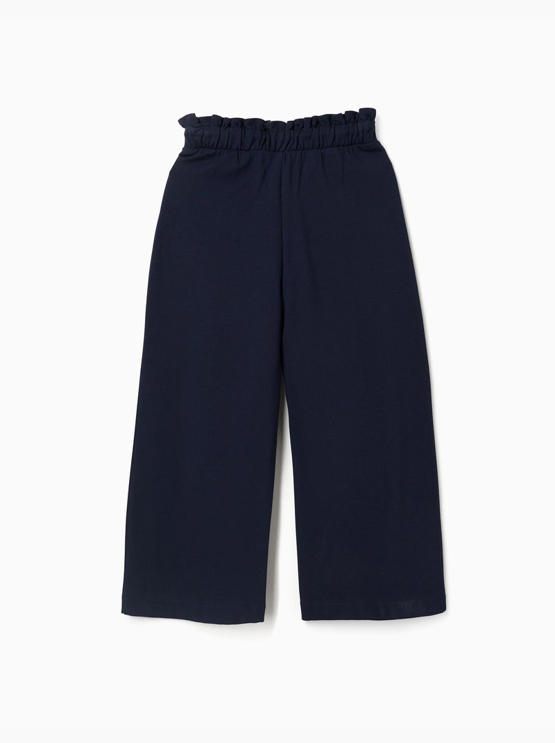 Pantalon à jambe large en point de Rome Bleu foncé - Kiabi