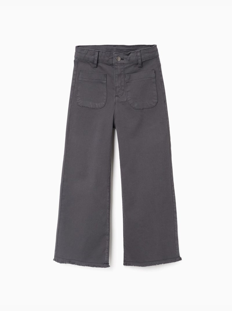 Pantalon à jambe large en sergé avec poches B&S Gris foncé - Kiabi