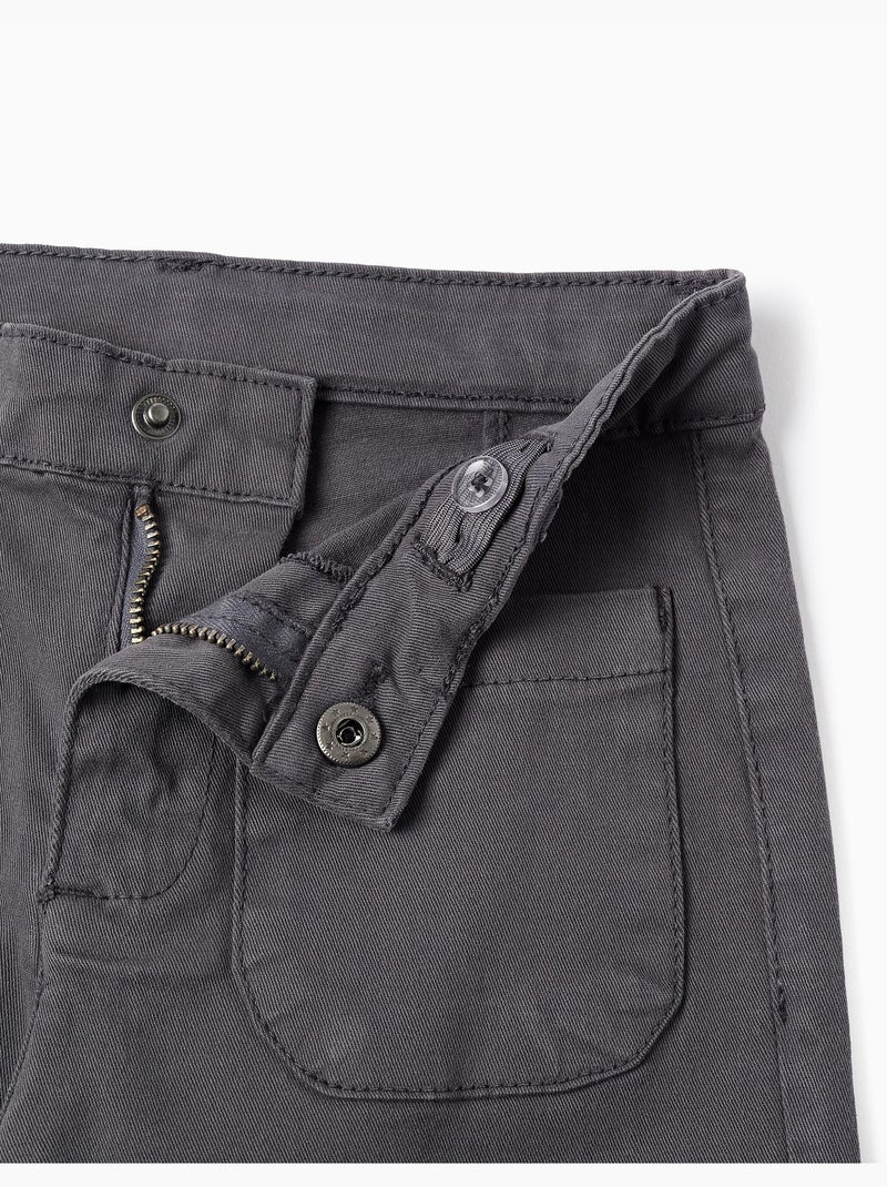 Pantalon à jambe large en sergé avec poches B&S Gris foncé - Kiabi