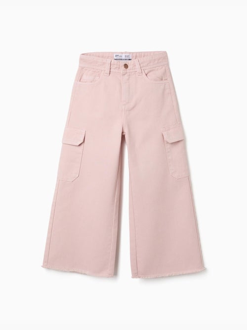 Pantalon à jambe large en sergé avec poches cargo - Kiabi Pantalon à jambe large en sergé avec poches cargo - Kiabi