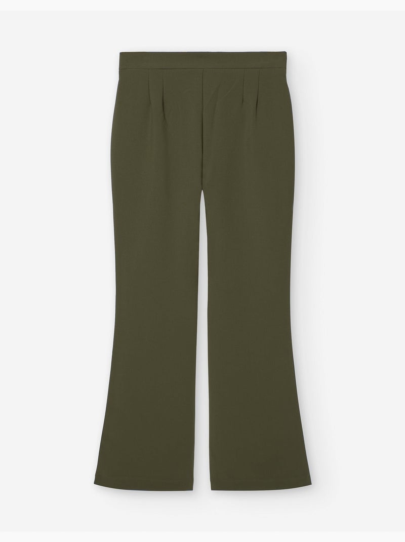 Pantalon à jambe large en sergé avec poches décoratives Vert foncé - Kiabi