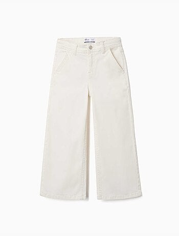 Pantalon à jambe large en sergé avec quatre poches