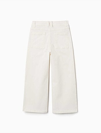 Pantalon à jambe large en sergé avec quatre poches