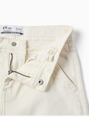 Pantalon à jambe large en sergé avec quatre poches