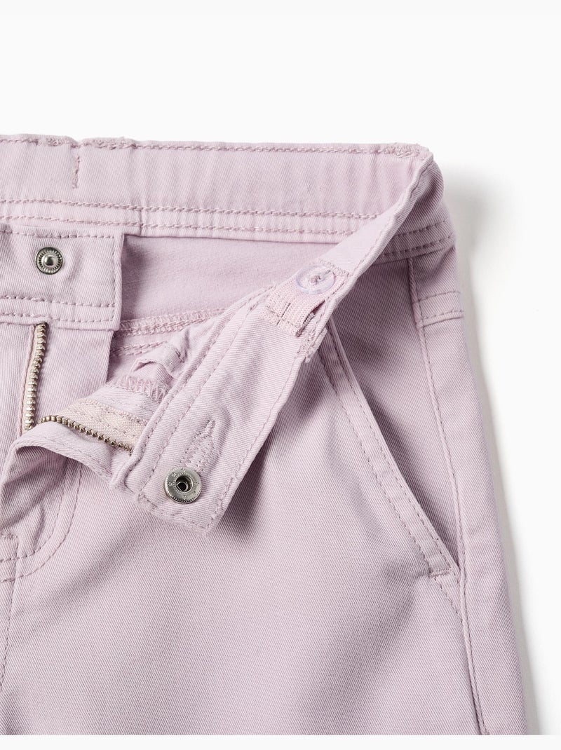 Pantalon à jambe large en sergé avec quatre poches Mauve lilas - Kiabi