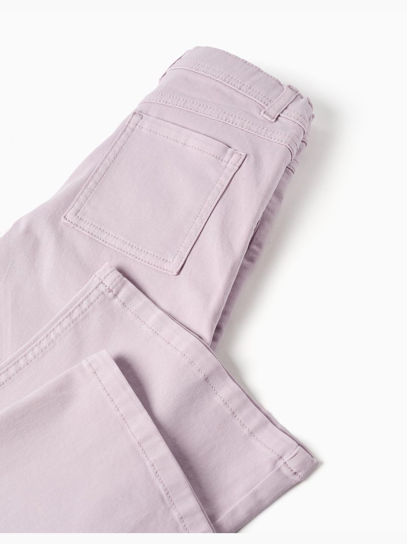 Pantalon à jambe large en sergé avec quatre poches Mauve lilas - Kiabi