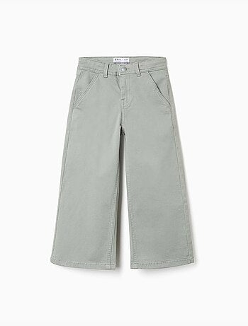 Pantalon à jambe large en sergé avec quatre poches