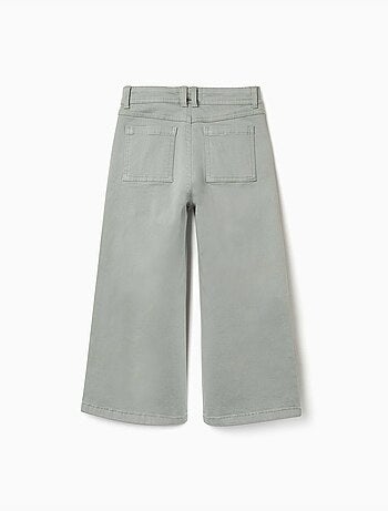 Pantalon à jambe large en sergé avec quatre poches