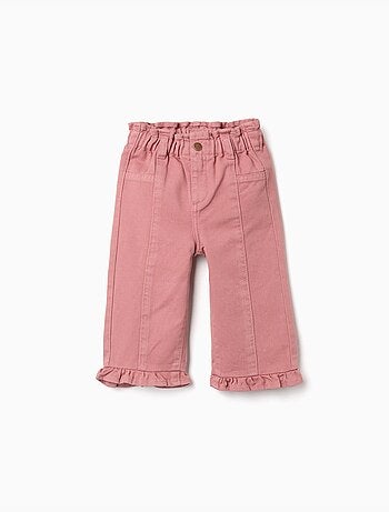 Pantalon à jambe large en sergé avec volants