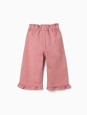 Pantalon à jambe large en sergé avec volants