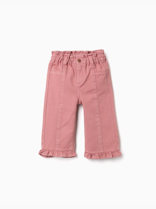 Pantalon à jambe large en sergé avec volants - Kiabi Pantalon à jambe large en sergé avec volants - Kiabi