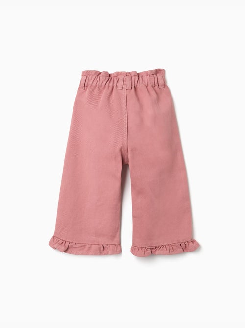 Pantalon à jambe large en sergé avec volants - Kiabi Pantalon à jambe large en sergé avec volants - Kiabi