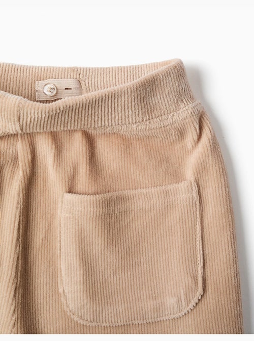 Pantalon à jambe large en velours côtelé avec taille élastique - Kiabi Pantalon à jambe large en velours côtelé avec taille élastique - Kiabi