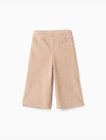 Pantalon à jambe large en velours côtelé avec taille élastique
