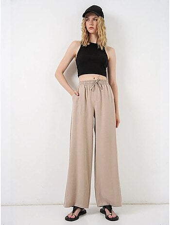 Pantalon à jambe large taille haute avec poche bdart