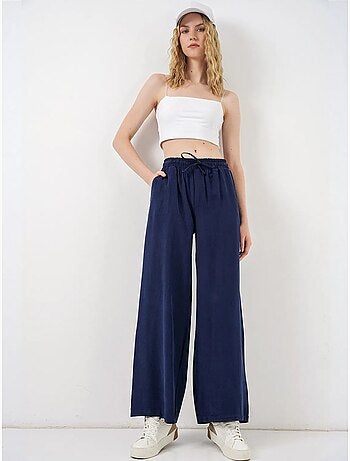 Pantalon à jambe large taille haute avec poche bdart