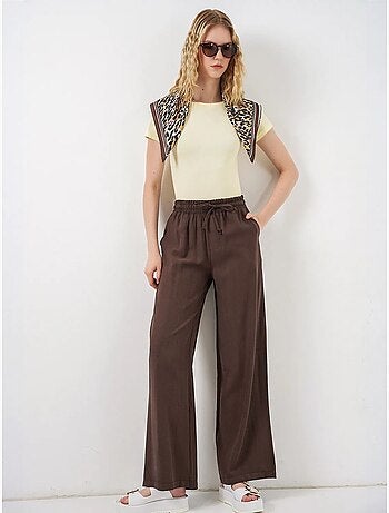 Pantalon à jambe large taille haute avec poche bdart
