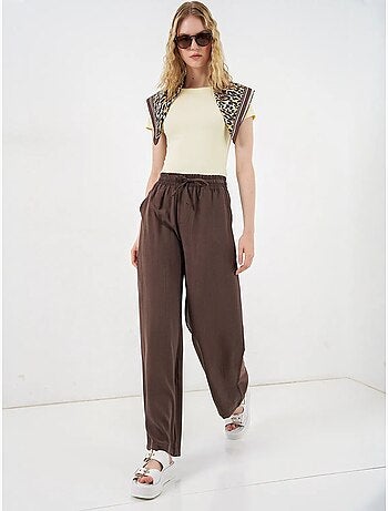 Pantalon à jambe large taille haute avec poche bdart