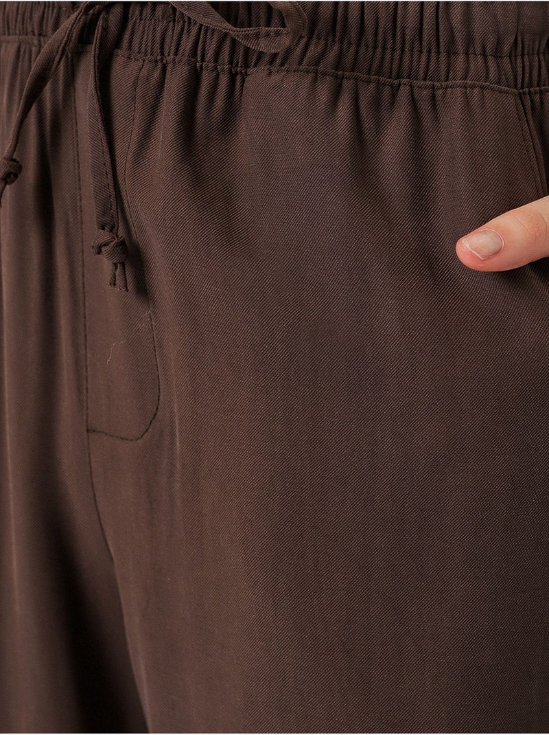 Pantalon à jambe large taille haute avec poche bdart Marron chocolat - Kiabi