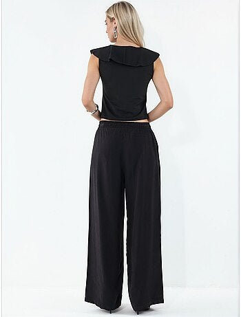 Pantalon à jambe large taille haute avec poche bdart