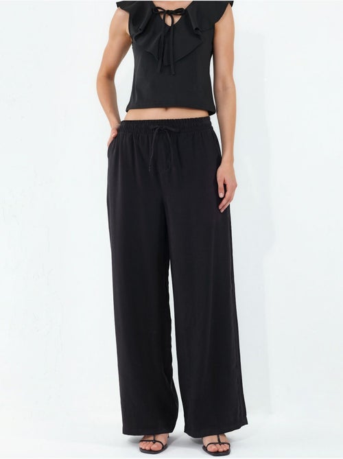 Pantalon à jambe large taille haute avec poche bdart - Kiabi Pantalon à jambe large taille haute avec poche bdart - Kiabi