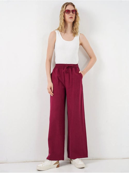 Pantalon à jambe large taille haute avec poche bdart - Kiabi
