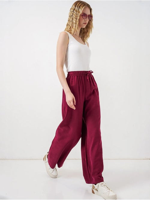Pantalon à jambe large taille haute avec poche bdart - Kiabi