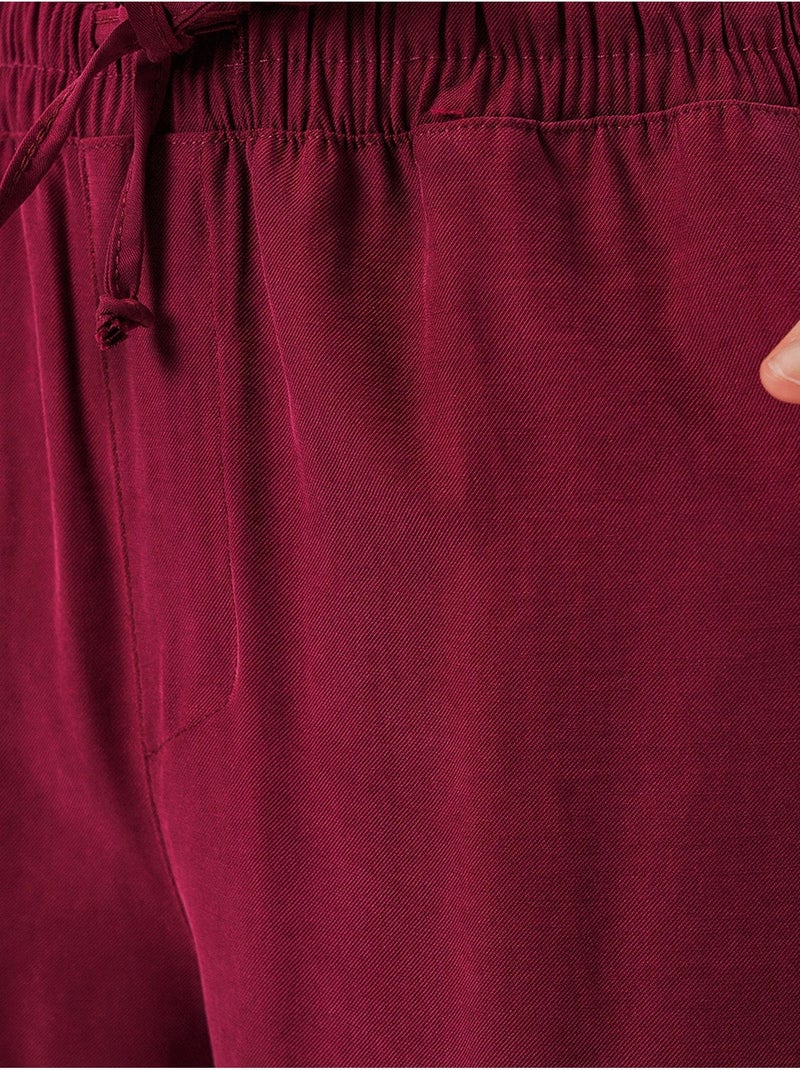 Pantalon à jambe large taille haute avec poche bdart Rouge bordeaux - Kiabi