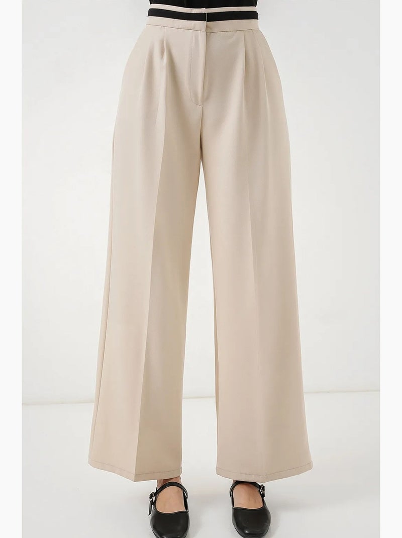 Pantalon à jambe large taille haute avec poches bdart Crème - Kiabi