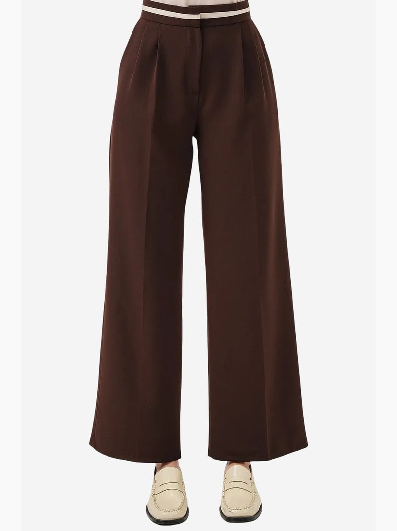 Pantalon à jambe large taille haute avec poches bdart Marron chocolat - Kiabi