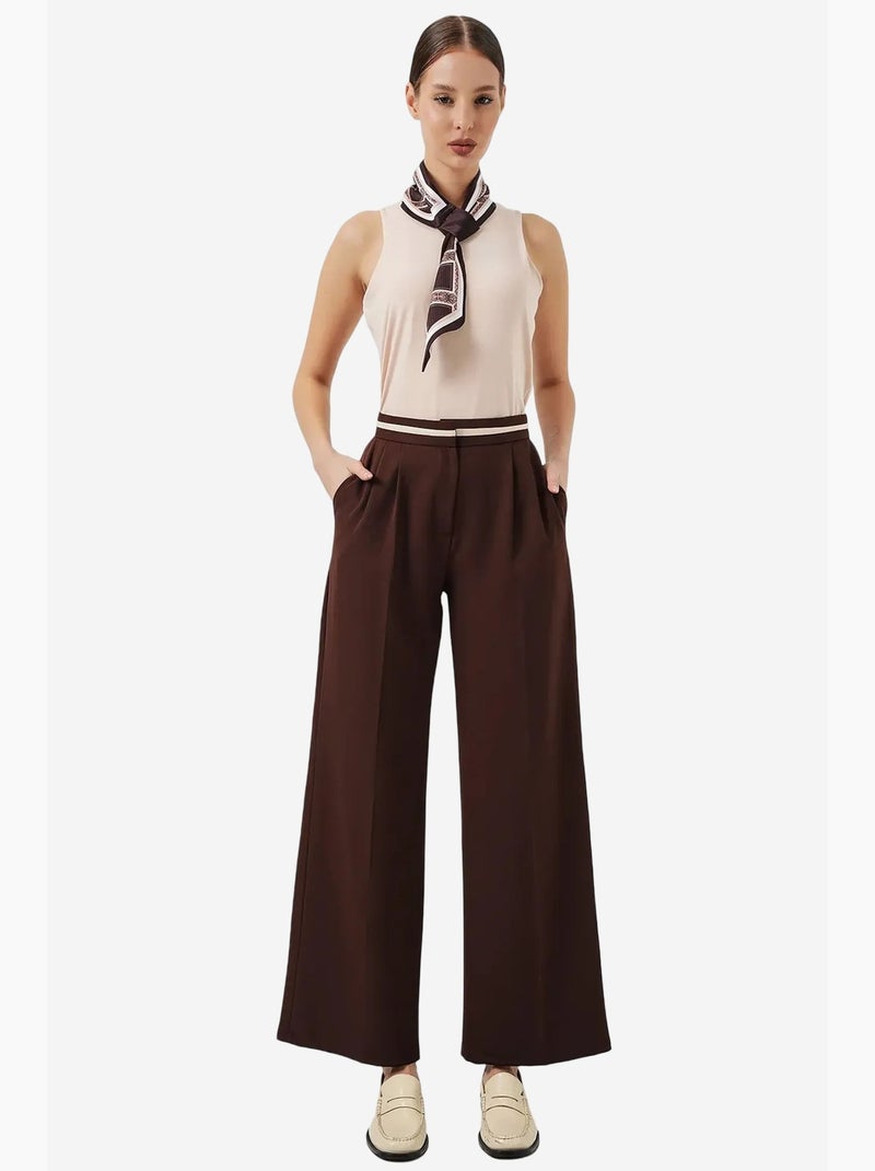 Pantalon à jambe large taille haute avec poches bdart Marron chocolat - Kiabi