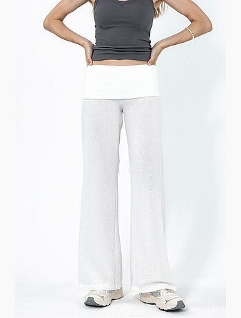 Pantalon à jambe large taille haute busem