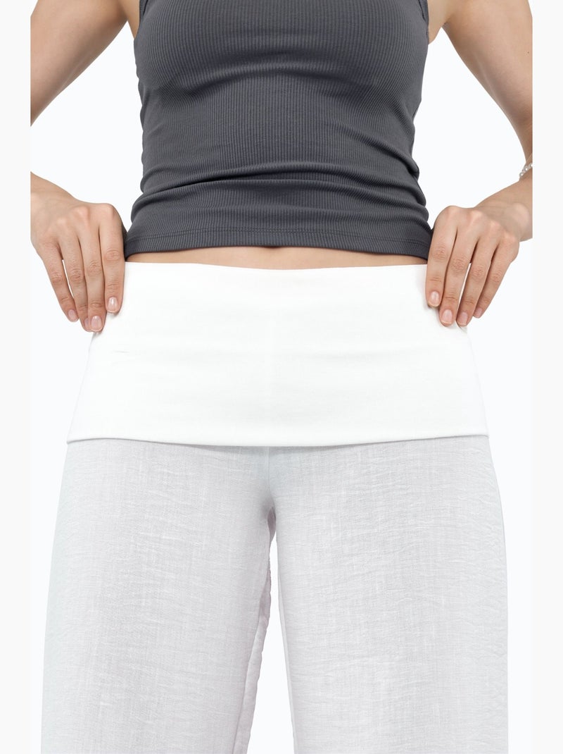 Pantalon à jambe large taille haute busem Blanc - Kiabi
