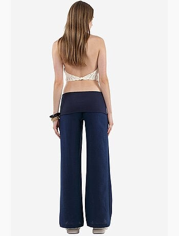 Pantalon à jambe large taille haute busem