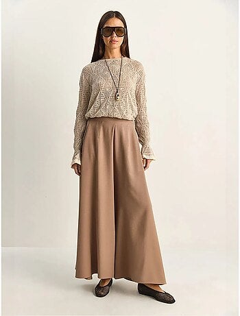 Pantalon à jambe large taille haute lucci