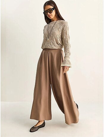 Pantalon à jambe large taille haute lucci