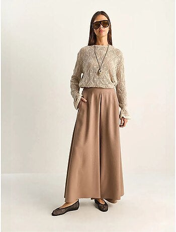 Pantalon à jambe large taille haute lucci
