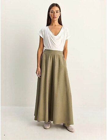 Pantalon à jambe large taille haute lucci