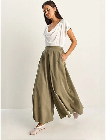 Pantalon à jambe large taille haute lucci
