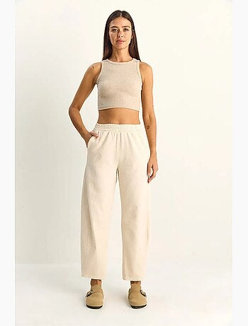 Pantalon à jambes droites avec taille élastique et poches lucci