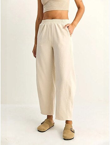 Pantalon à jambes droites avec taille élastique et poches lucci