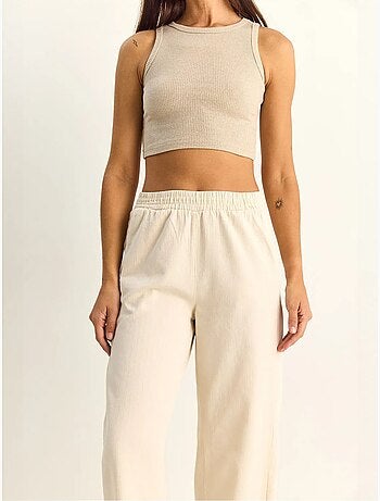 Pantalon à jambes droites avec taille élastique et poches lucci